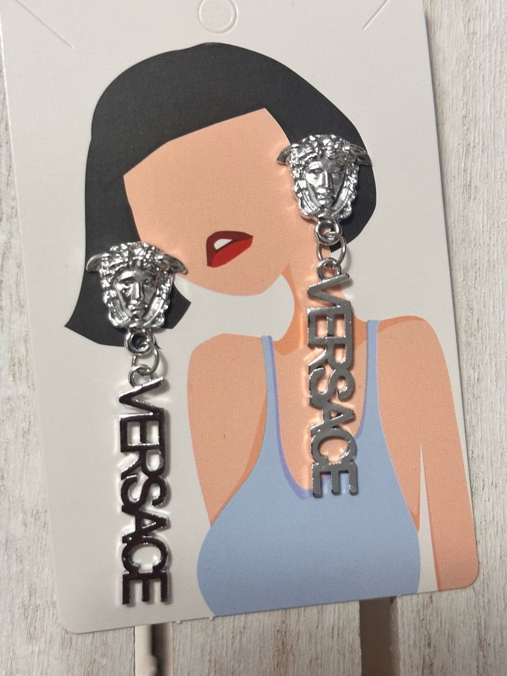Versace Silver Medusa Drop Logo Earrings - Silver